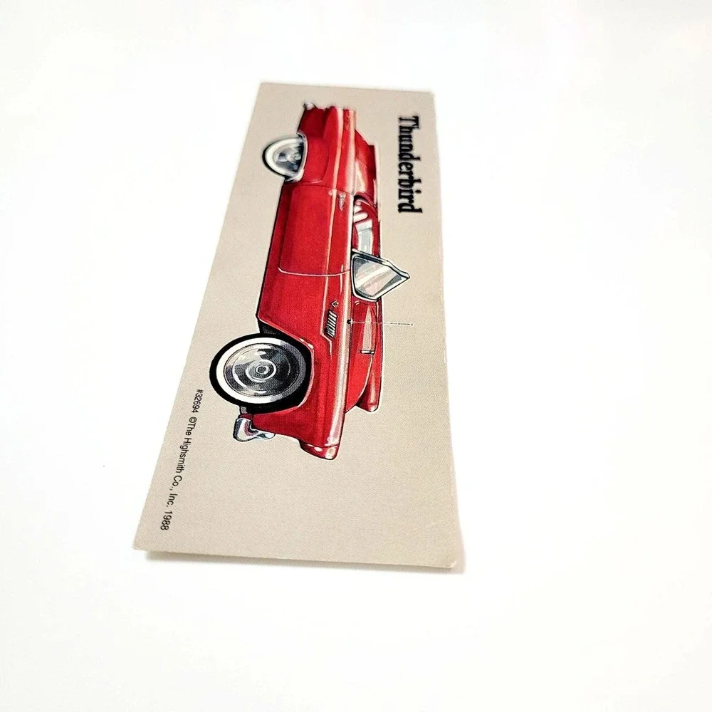 Vintage 80s red Thunderbird paper bookmark sports car 1988 Highsmith 32694